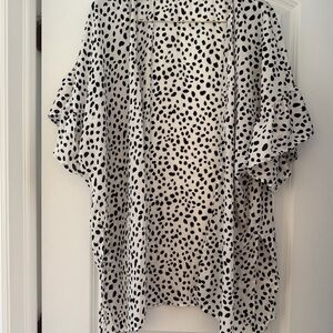 Vine & Love Black and White Dalmatian Print Open Kimono